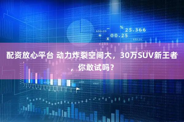 配资放心平台 动力炸裂空间大，30万SUV新王者，你敢试吗？